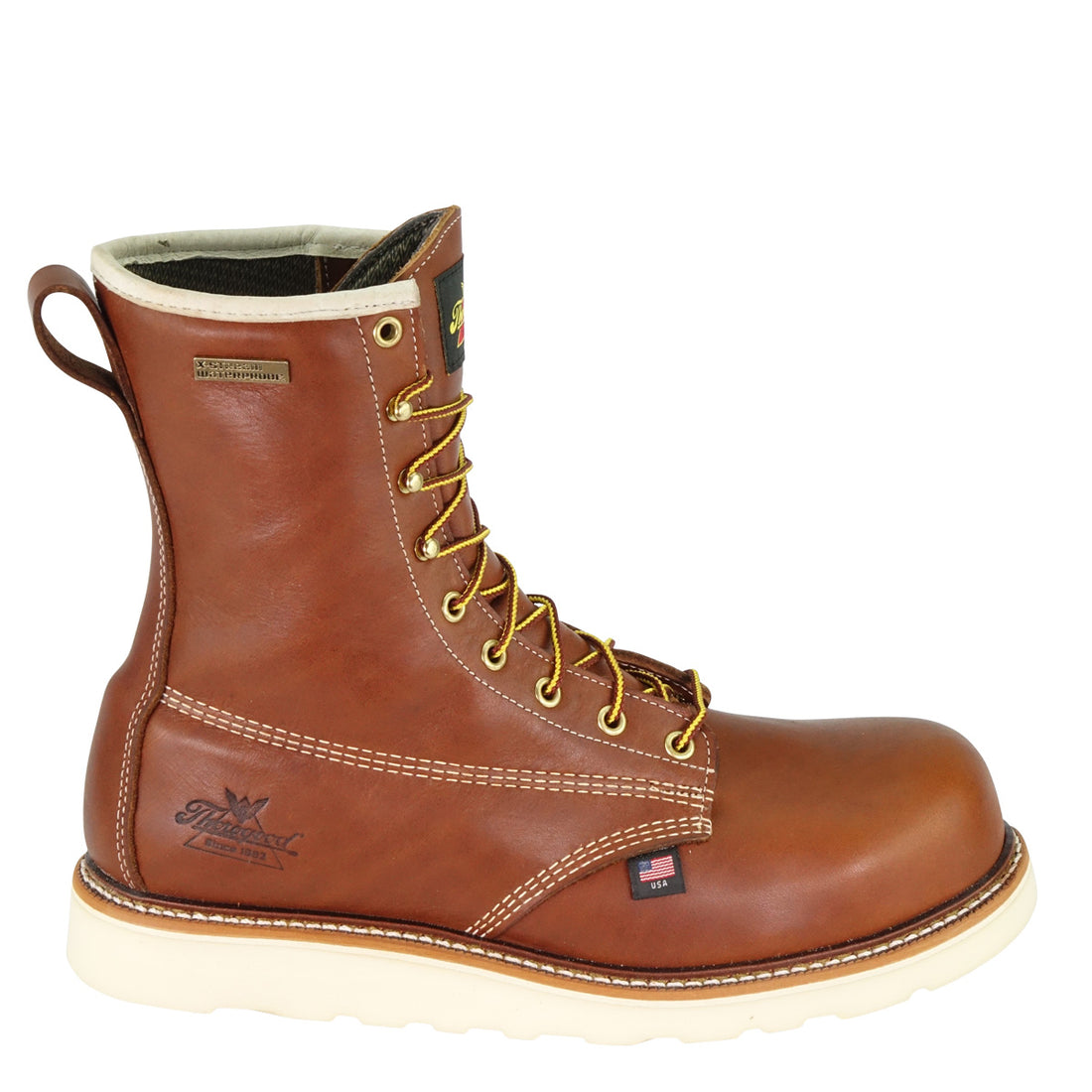 THOROGOOD American Heritage Waterproof 8″ Tobacco Composite Safety Plain Toe MAXWear Wedge™ 804-4210