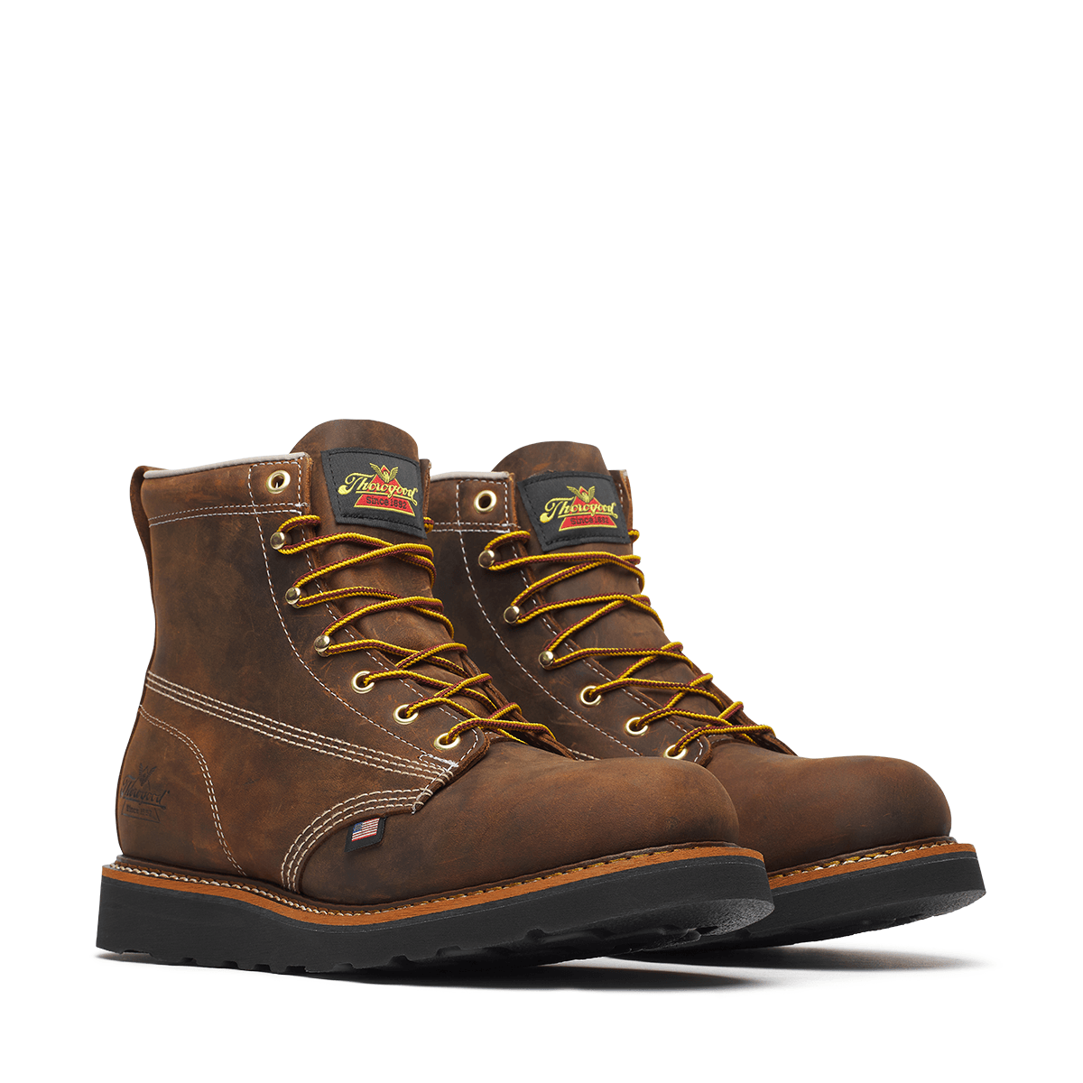THOROGOOD American Heritage – 6″ Crazy Horse Plain Toe Black MAXWear Wedge 814-4161