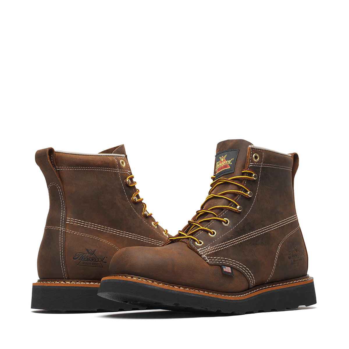 THOROGOOD American Heritage – 6″ Crazy Horse Plain Toe Black MAXWear Wedge 814-4161