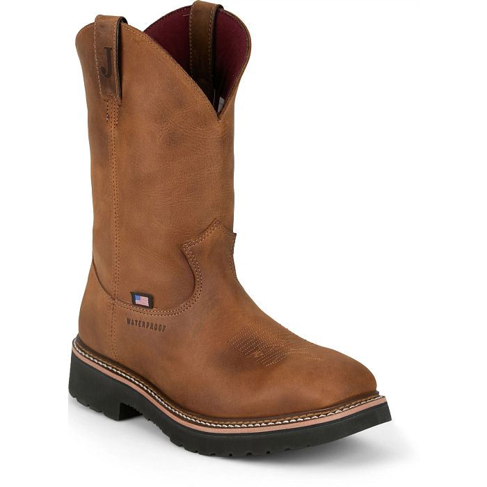 JUSTIN Ames 11&quot; Steel Toe Waterproof Square Toe Pull-On HL4225